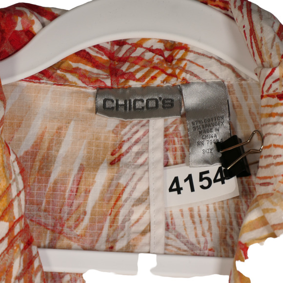 Chicos Jacket Womens Size 1 Medium Funnel Neck Full Zip Orange Lightweight - Picture 13 of 13